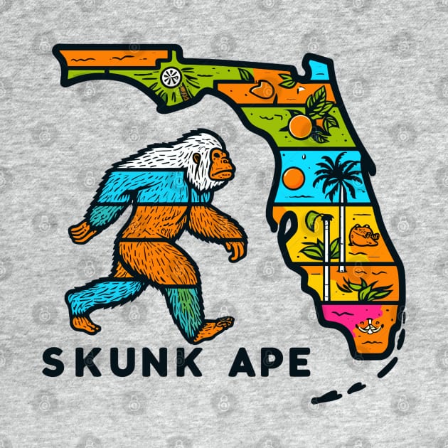 Florida Skunk Swamp Ape - Map of Florida with Bigfoot Sasquatch Image by cloudhiker